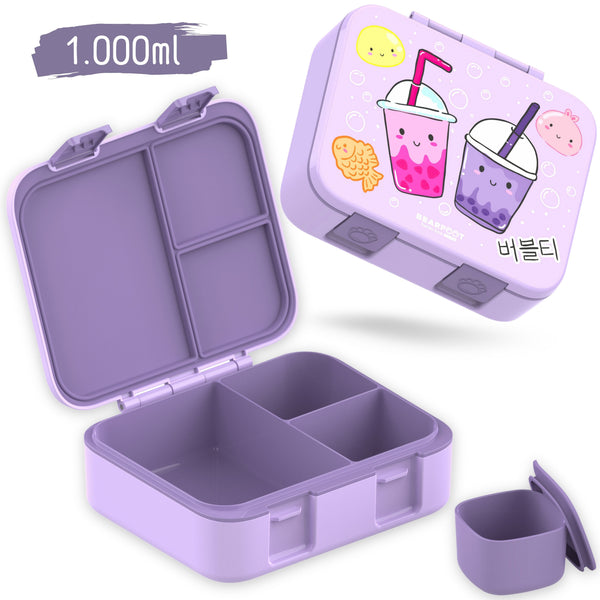 Lunch Box with Compartments, Lightweight & Leak-Proof - Bubble Tea Purple