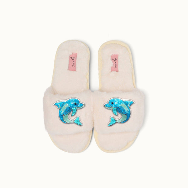 Pair of slippers brooches - Dolphins