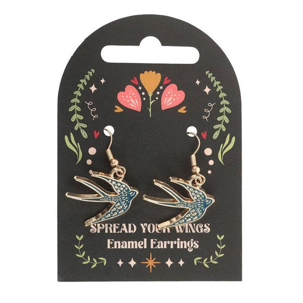 Blue bird spread your wings earrings