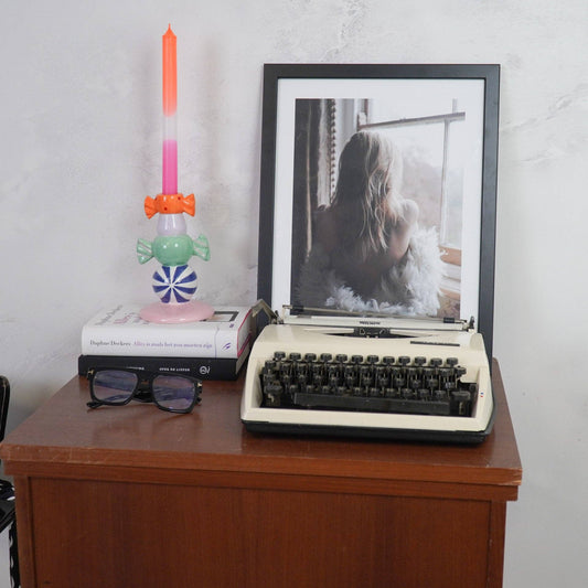 Bougeoir - Bonbon Toffee Agrafé-Multicolore-11x11x18cm