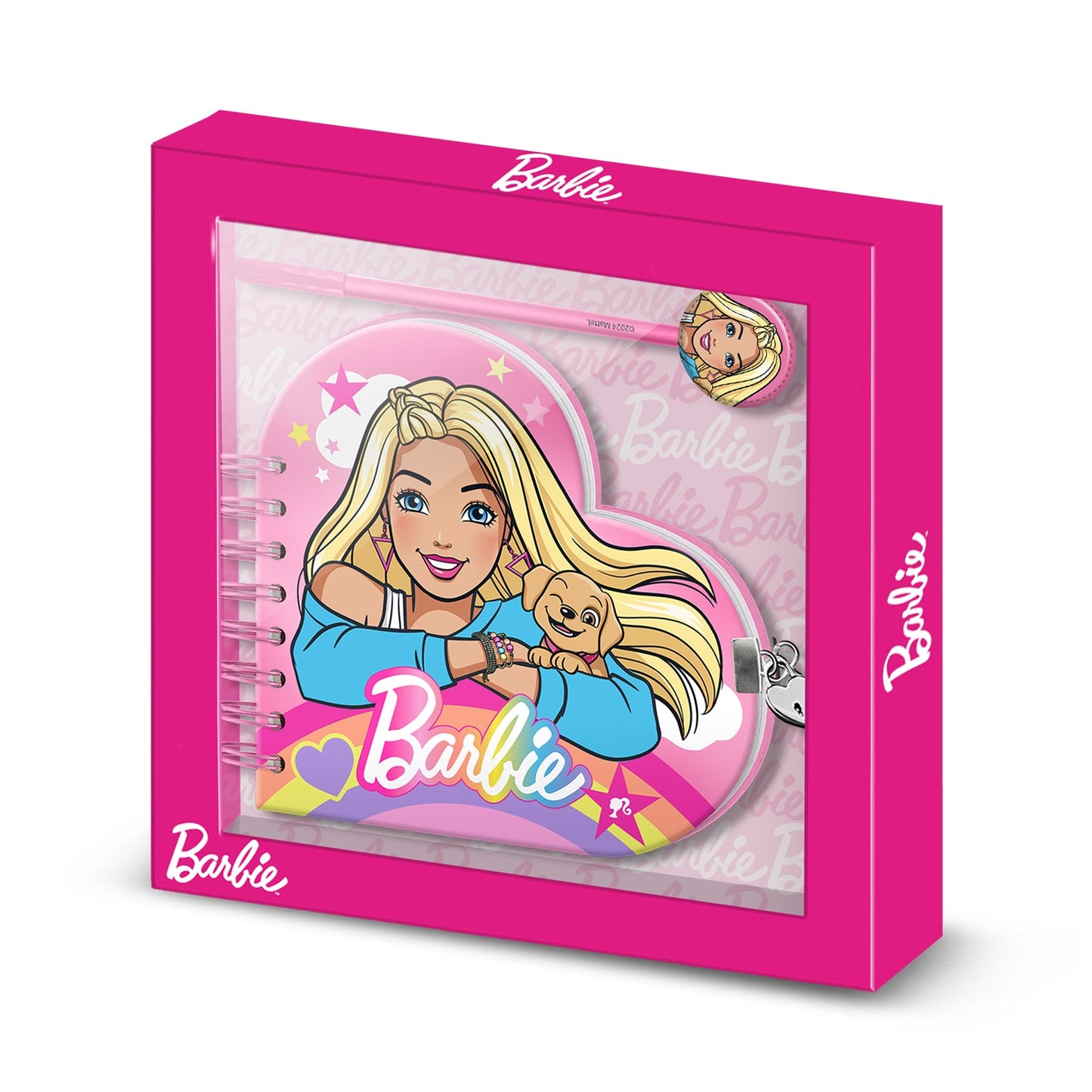 Journal Coeur + Stylo Barbie « Rainbow »