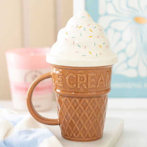 Ice Cream Cone Shaped Mug with Lid