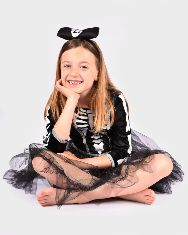 Skeleton Dress with Headband 110-116 cm 4-6 Years