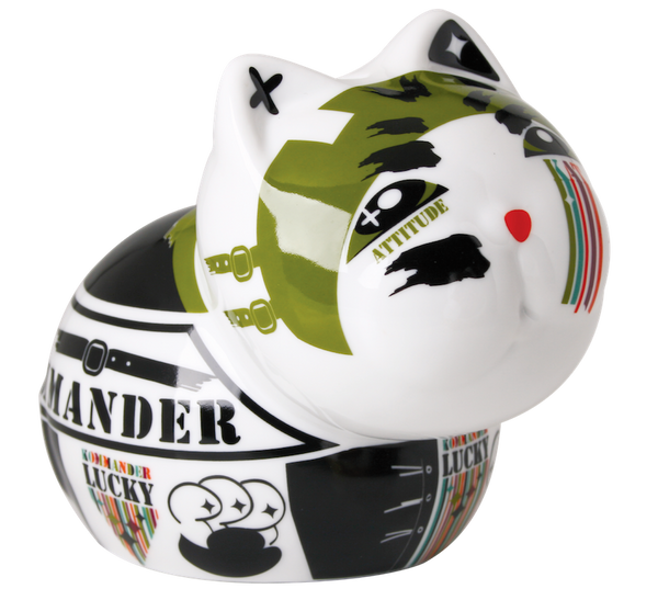 Tirelire Chat Comando en porcelaine