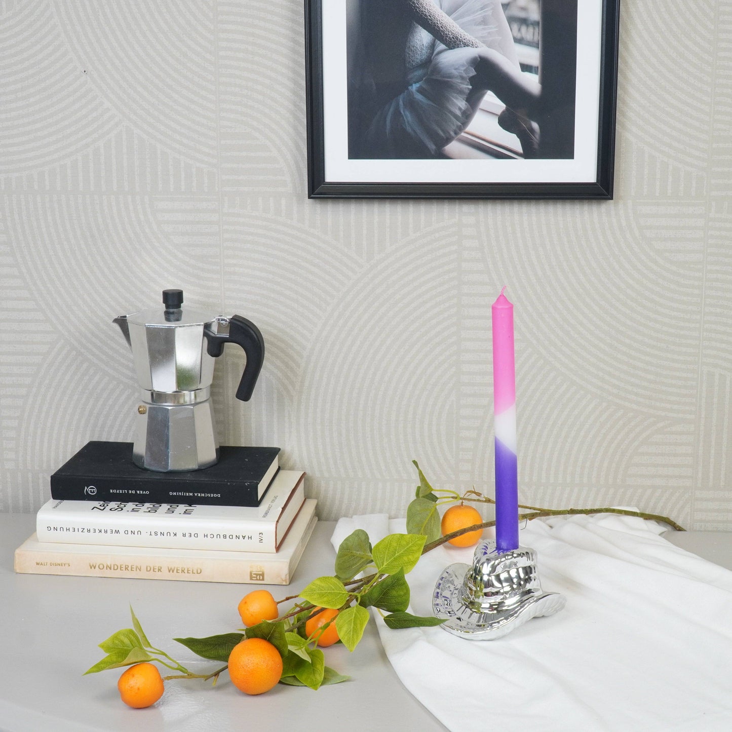 Bougeoir - Chapeau de Cowboy - Céramique - Argent - 13,5x11x7 cm