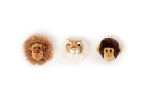 Mini Décoration Murale Peluche Têtes d'Animaux : Coffret Jungle