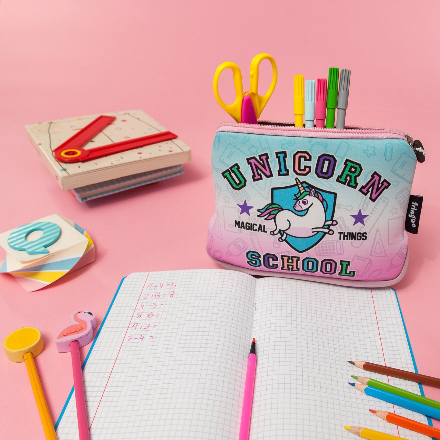 Grande trousse scolaire imprimée – licorne scolaire
