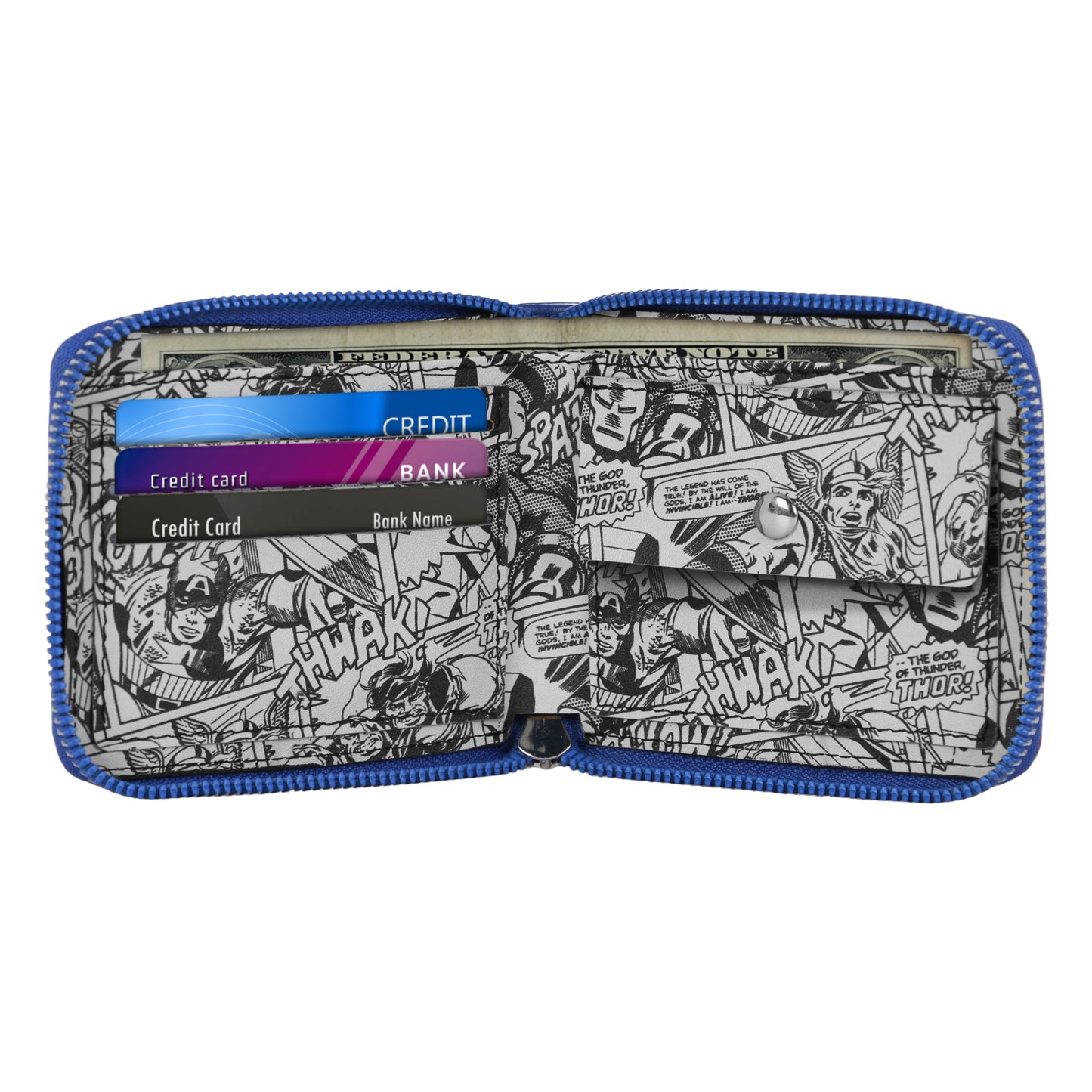 Portefeuille Man Zip Marvel Captain America « Star »