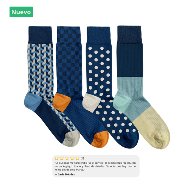 Pack Chaussettes Blue Geometry 🔵🟦⚪