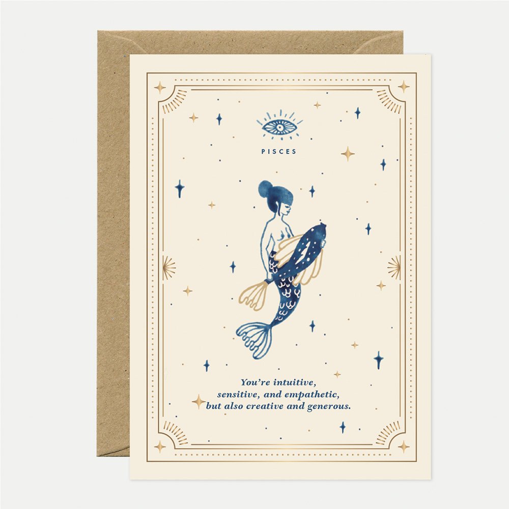 Pisces - Greeting Card - Gold Leaf