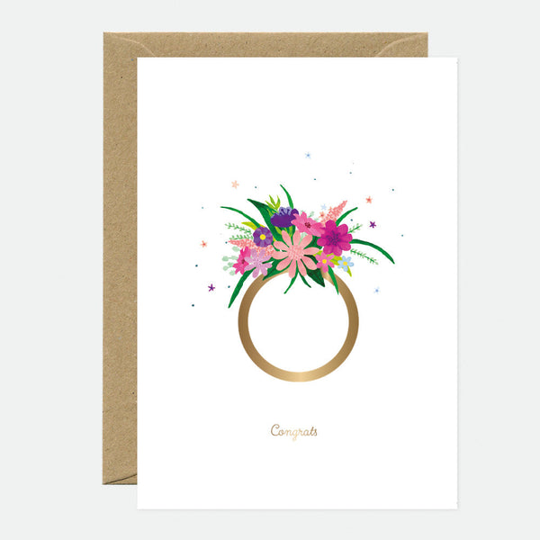 Flower Ring - Greeting card - Gold foil