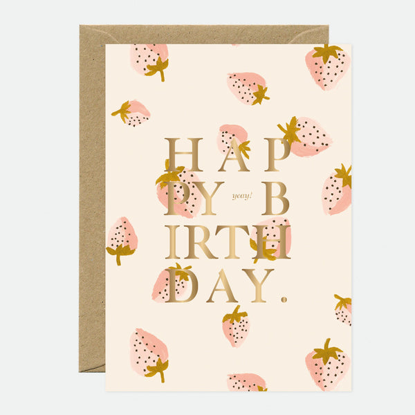 Strawberries - Greeting Card - Gold Foil