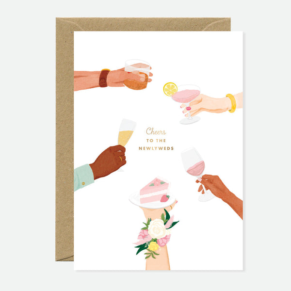 Newlyweds Cheers - Greeting Card - Gold Foil