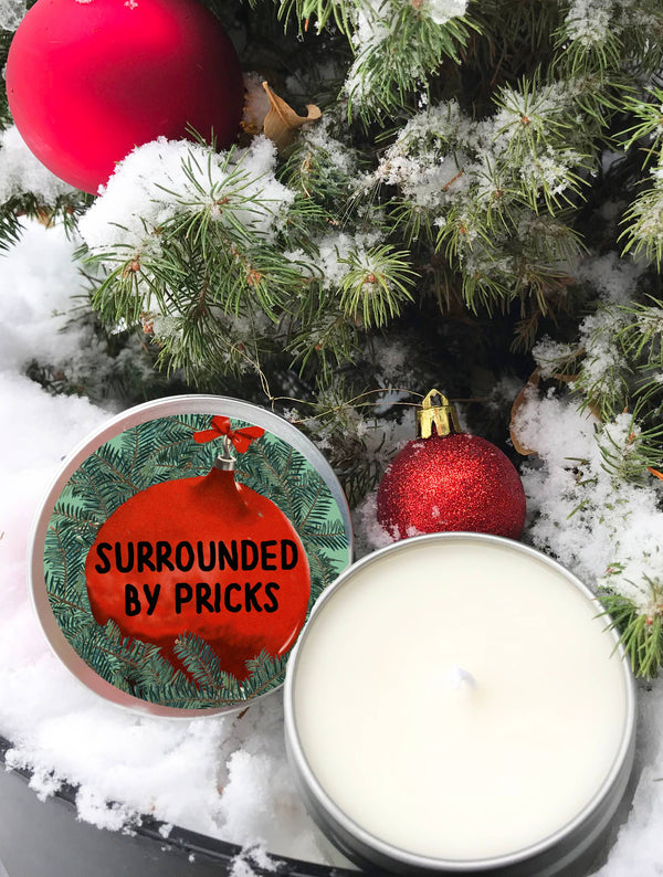Christmas Scented Candle Surrounded by Quills