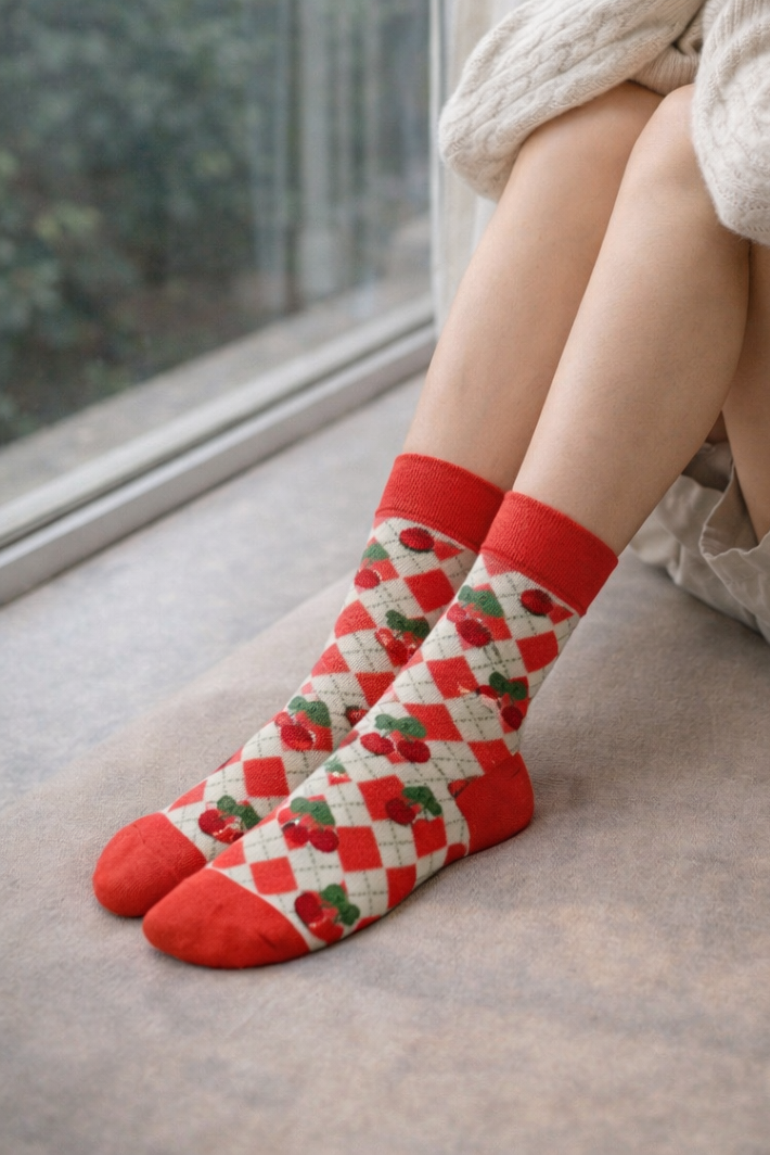 Cherry Picnic Socks