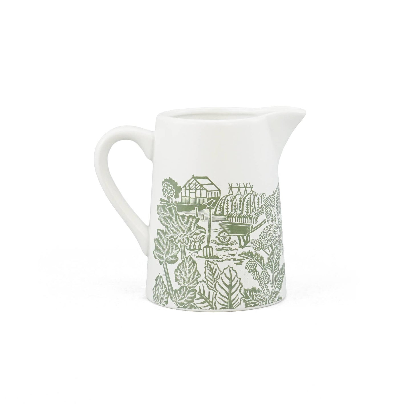 Acorns Thistles Woodland green ceramic jug
