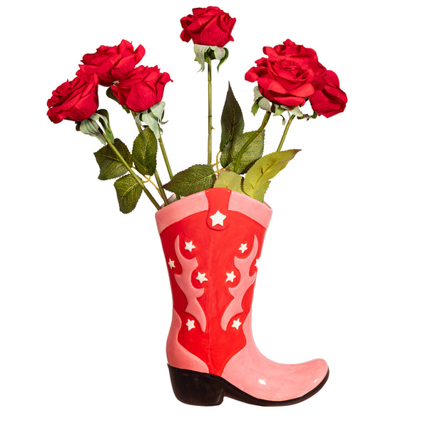 Vase Botte de Cowboy Rouge