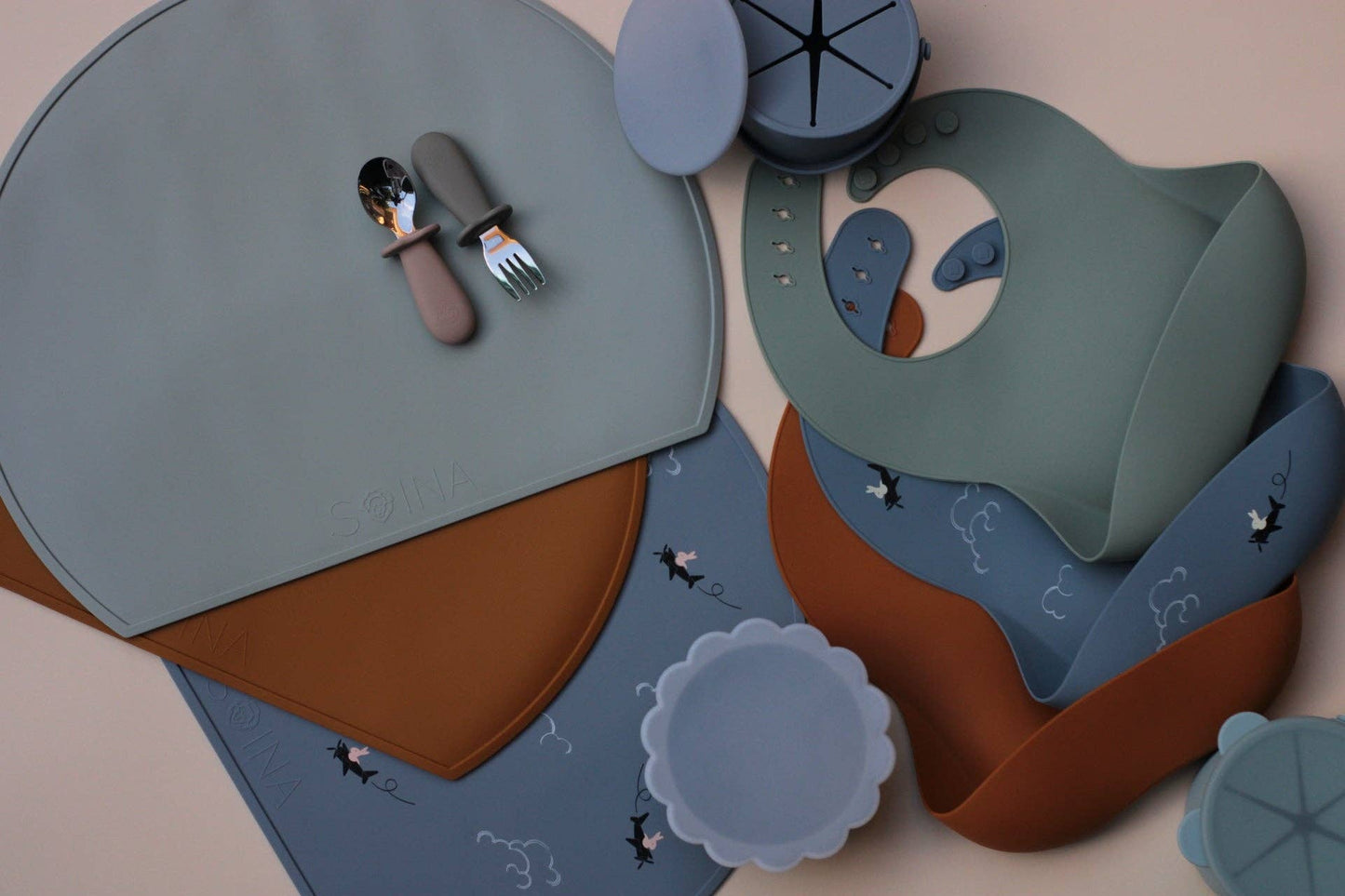 Set de table en silicone Aviateur - Gris perle