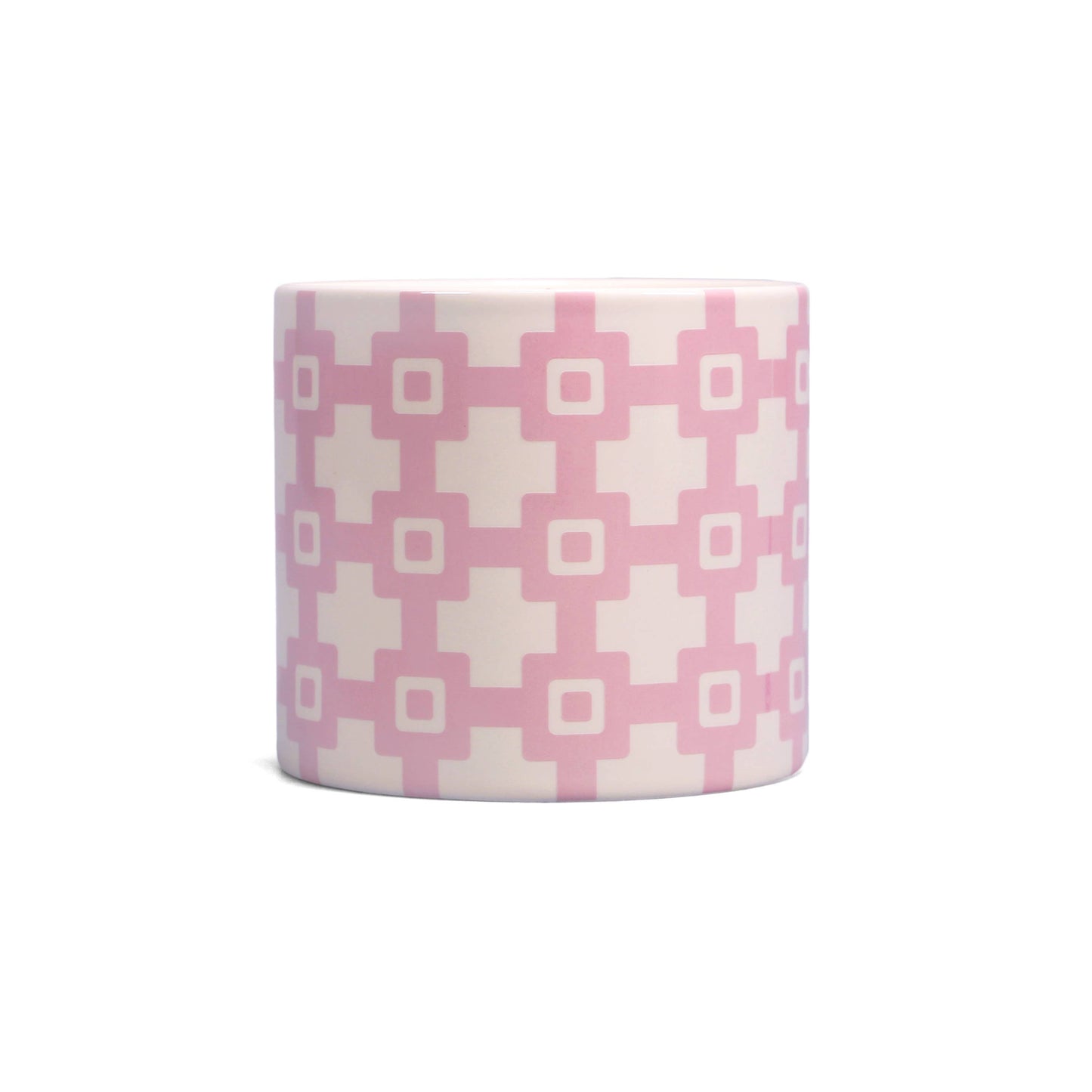 Keramik-Blumentopf (11 x 11 cm) - Fliesen (rosa geometrisch)