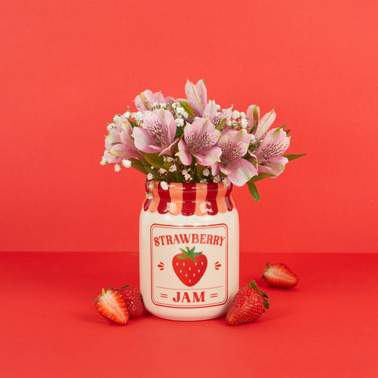 Mini vase de confiture de fraises