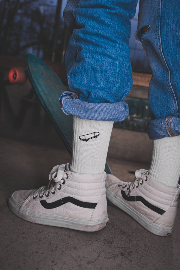 Chaussettes skateboard Charles brodées main