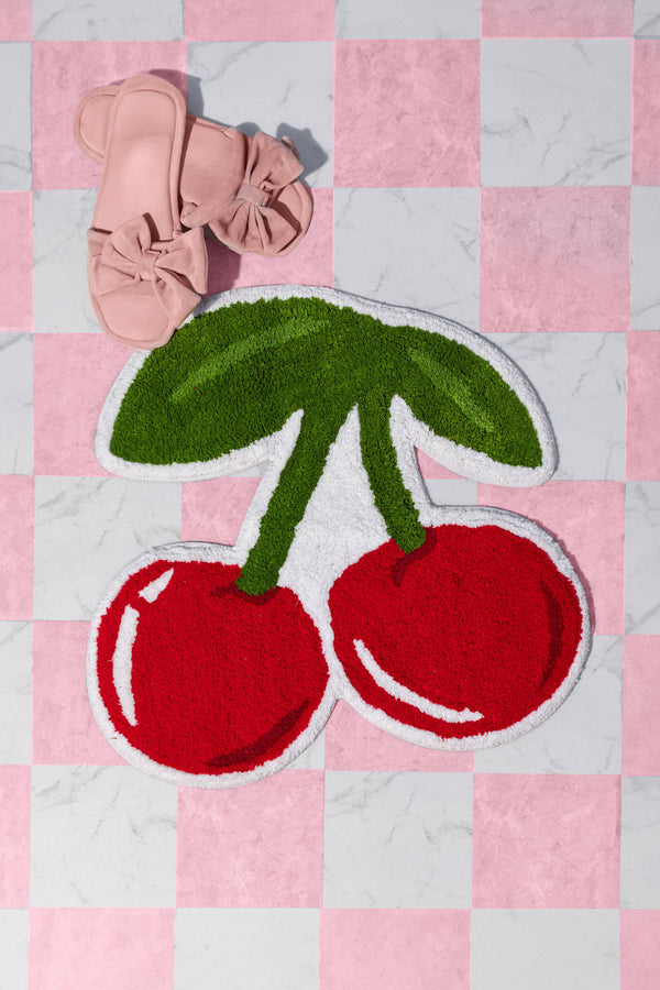 Cherry tufted bath mat