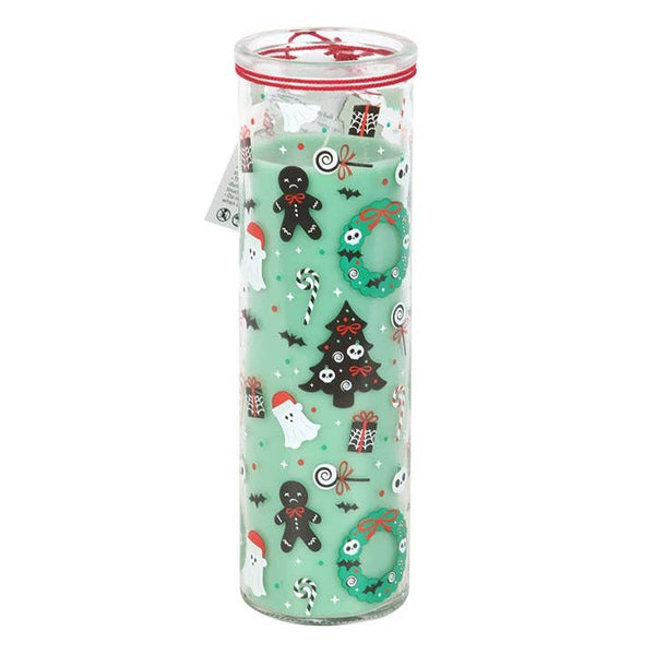Gothic Christmas Tube Candle - Candy Cane