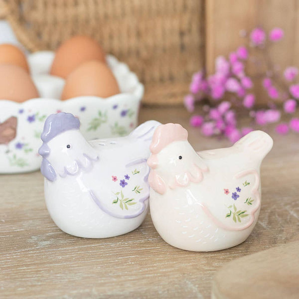 Salière et poivrière Poules florales – vue 2