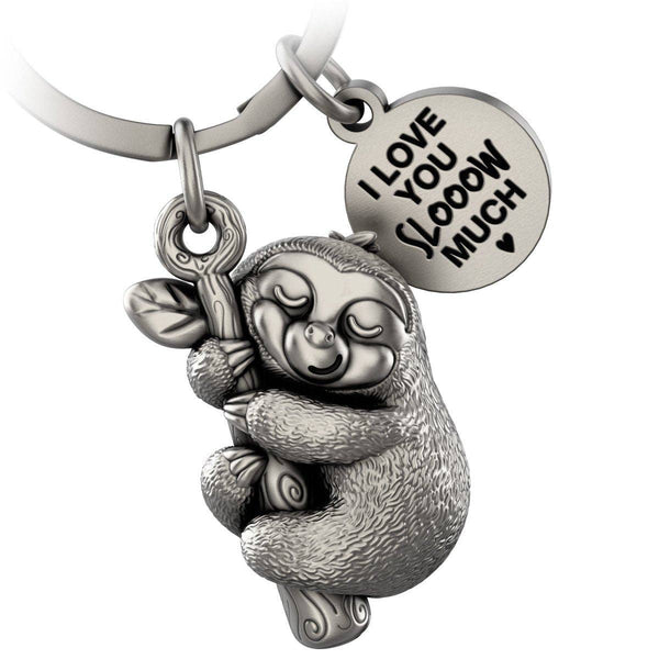 Porte-clés paresseux « I love you slooow much » « Dreamy » avec gravure - Joli porte-bonheur
