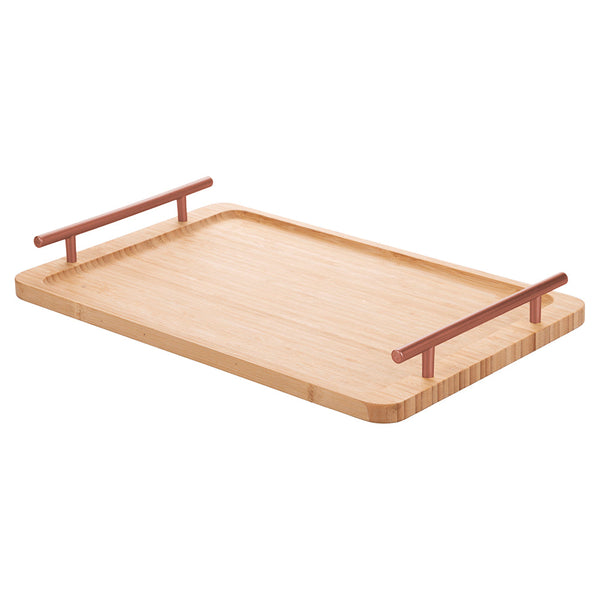 BAMBOO TRAY WITH ROSE GOLD HANDLES 40X25X5 - 2188498
