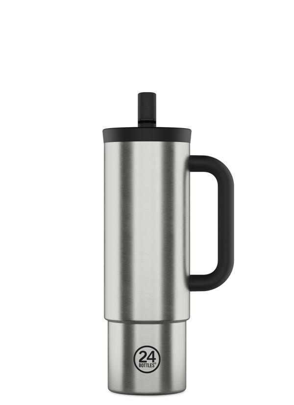 Gobelet à paille "Straw Cup" - Brushed Steel 800ml