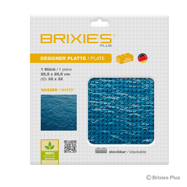 BRIXIES Plus Designer Plate Water 32 x 32 Studs