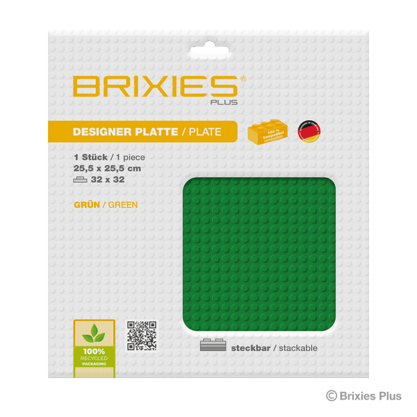 BRIXIES Plus Base Plate Green 32 x 32 Studs