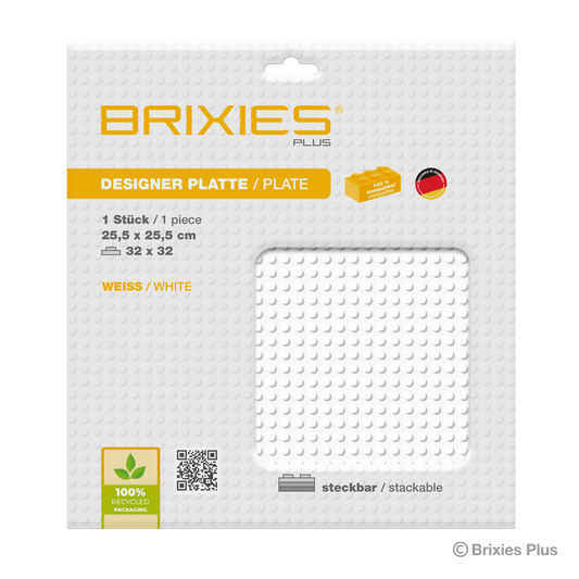 BRIXIES Plus Base Plate White 32 x 32 Studs