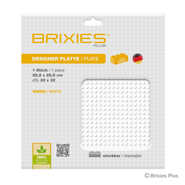 BRIXIES Plus Base Plate White 32 x 32 Studs