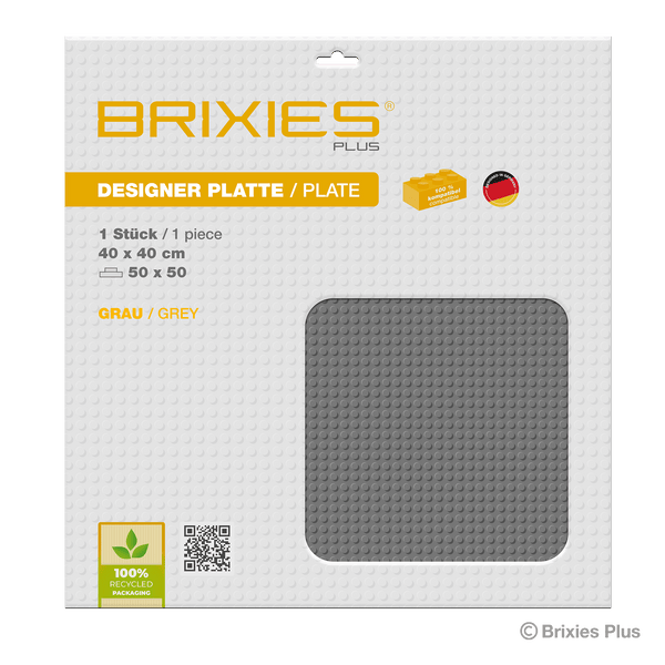 BRIXIES Plus Base Plate Grey 50 x 50 Studs