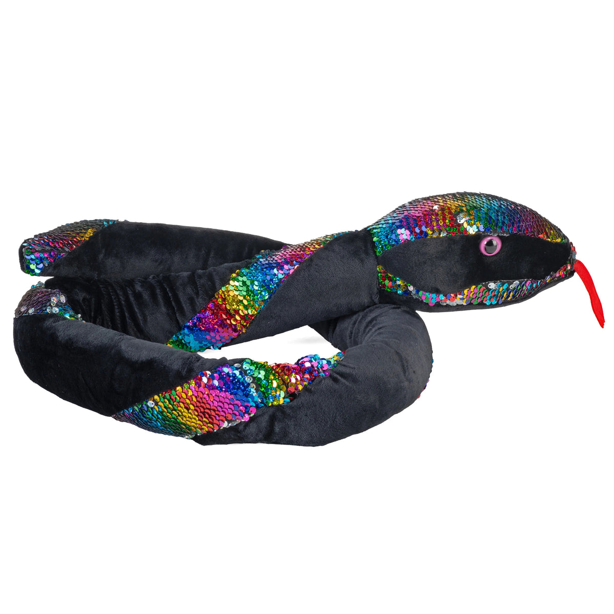 Wild Republic - Rainbow Twist Sequin Snake Stuffed Animal - 54" Stuffed Animals