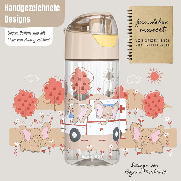 Kids' Water Bottle, Lightweight Water Bottle - Elephants