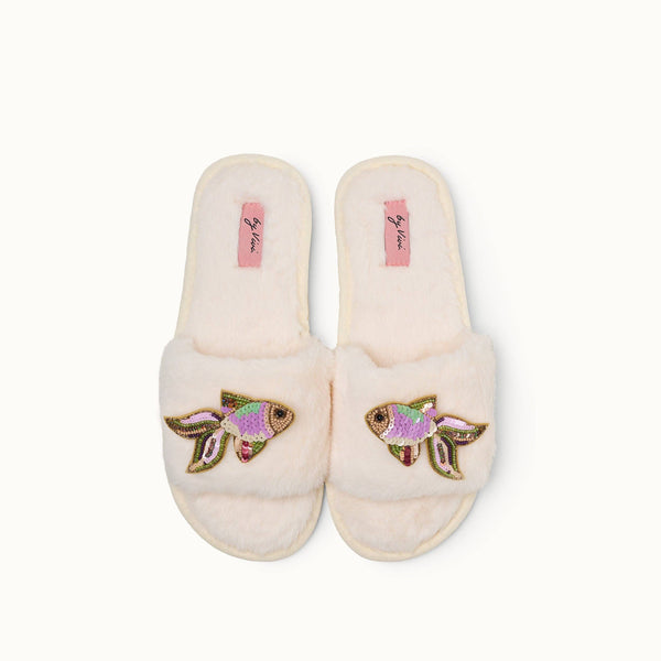 Pair of slippers brooches - Pink fish