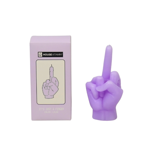 Candle - Middle Finger - Wax - Lilac - 310 grams - 10x9x17 cm