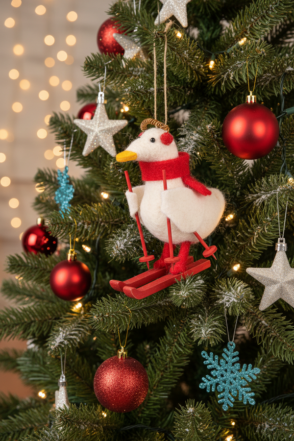 Hanging decoration Skiing Duck