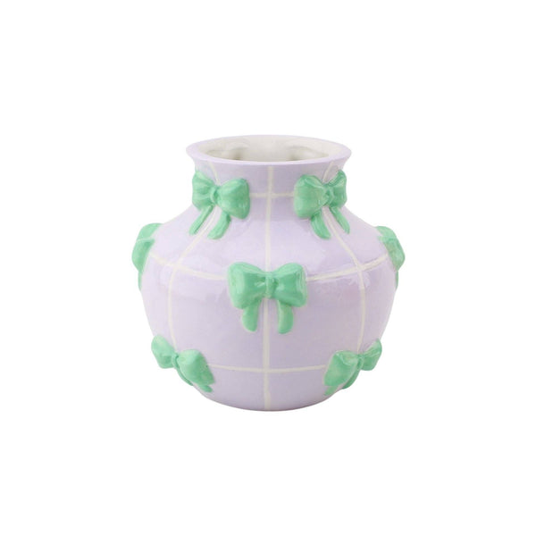 Vase - Ribbon Flower Vase - Lilac/Mint - 14.5x14.5x13cm