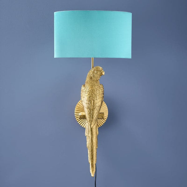 Percy Parrot Wall Sconce, Gold/Turquoise