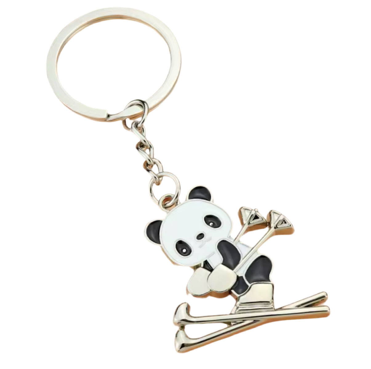 Skiing Panda Keychain