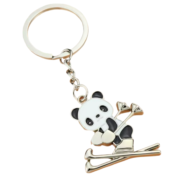 Skiing Panda Keychain