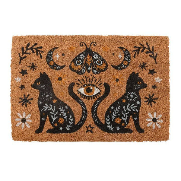 Natural Halloween Doormat — Spooky Folk Cat