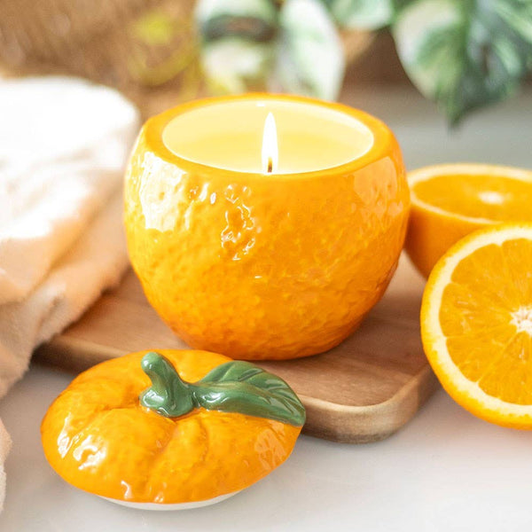 Orange-shaped candle jar