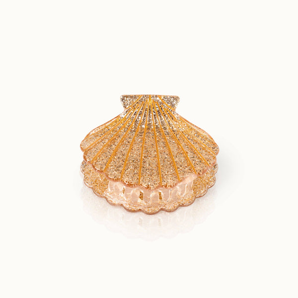 Pince à cheveux Coquillage pailletée or