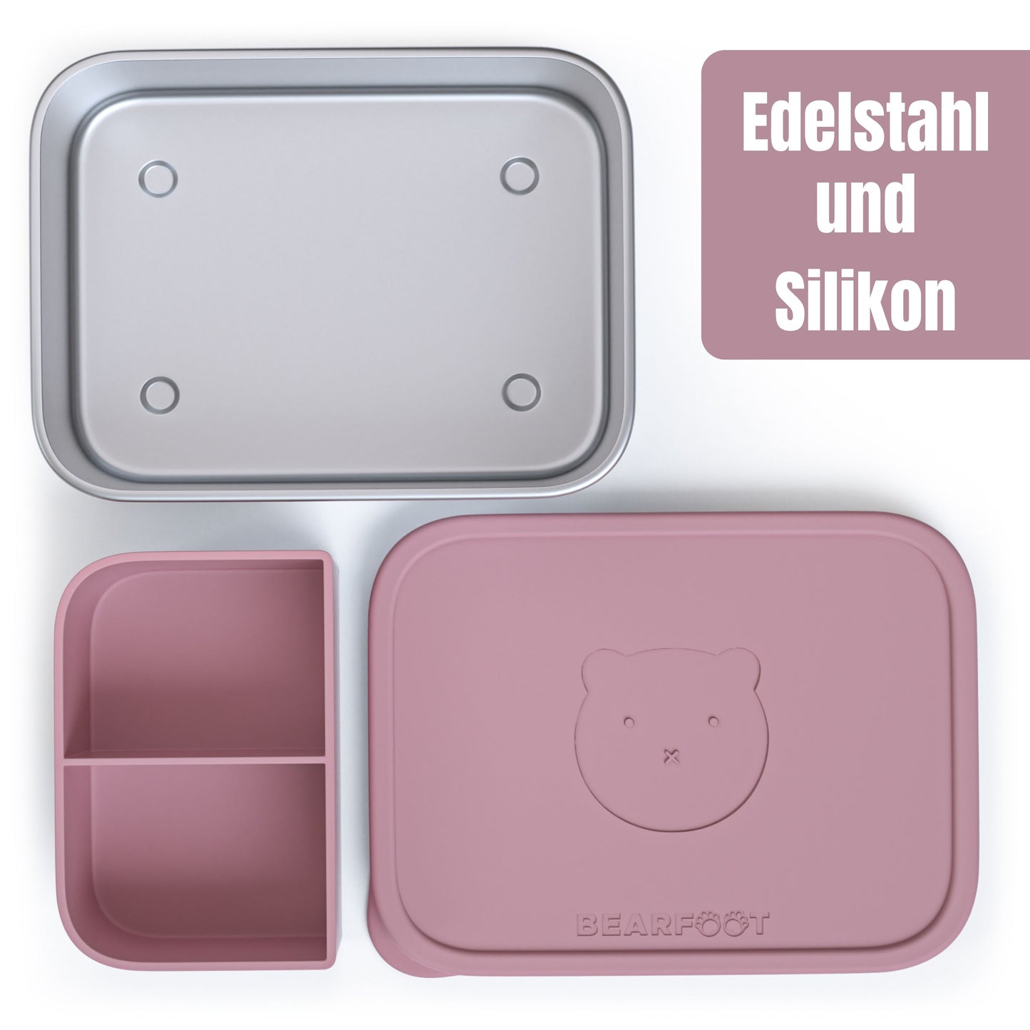 Kids' Stainless Steel Lunchbox with Silicone Insert - Pink