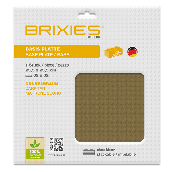 BRIXIES Plus Base Plate Dark Brown 32 x 32 Studs